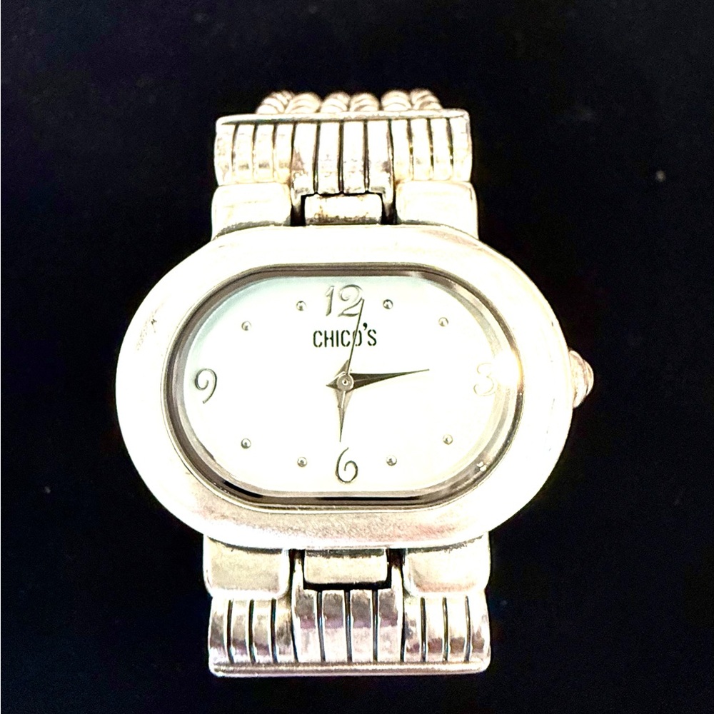 Chico's Silver-Tone Watch with White Dial
